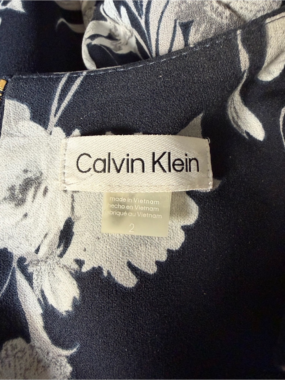 Calvin Klein Navy and White Floral Dress